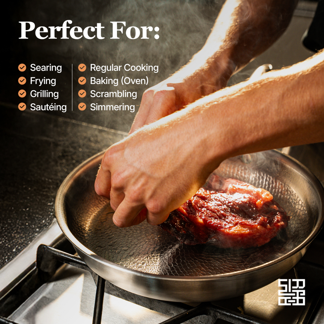 Pro Titanium Hammered Pan For Everyday Cooking With Classic Finish