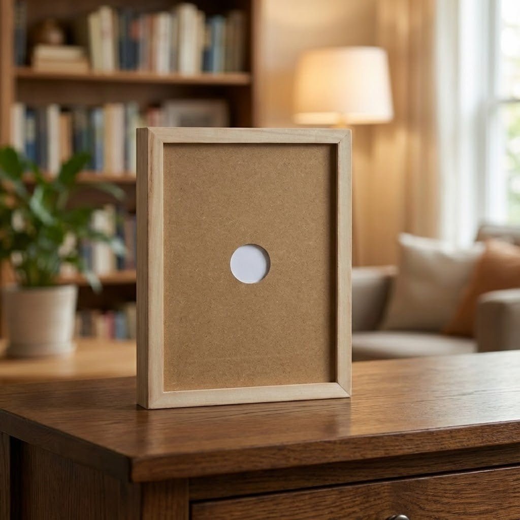 Sketchbox Holzoptik-Displayrahmen mit verstecktem Stauraum