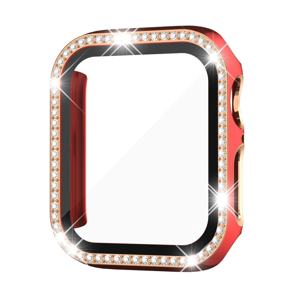 StellarGems pouzdro na Apple Watch s 9H tvrzeným sklem a kamínky rhinestone