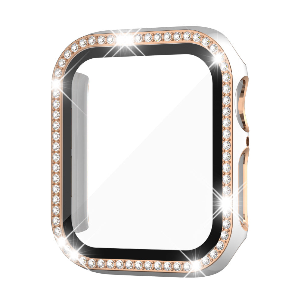 StellarGems pouzdro na Apple Watch s 9H tvrzeným sklem a kamínky rhinestone