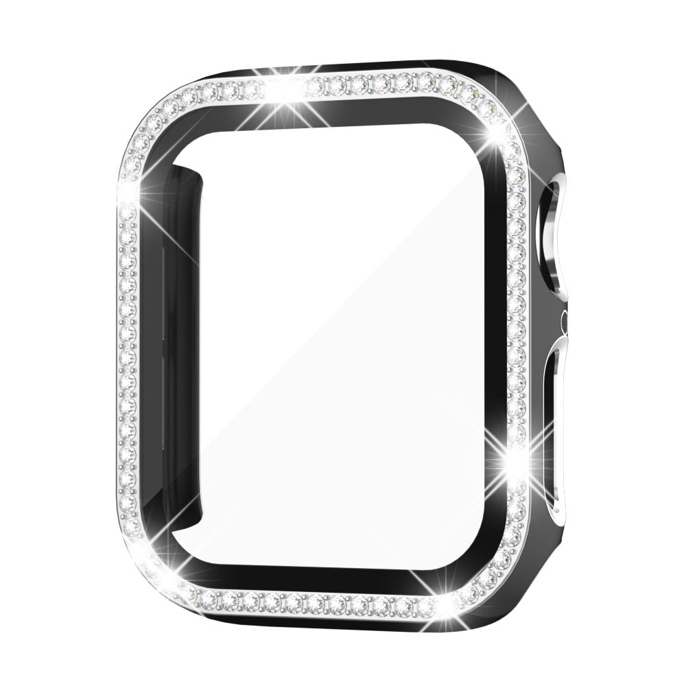 StellarGems pouzdro na Apple Watch s 9H tvrzeným sklem a kamínky rhinestone