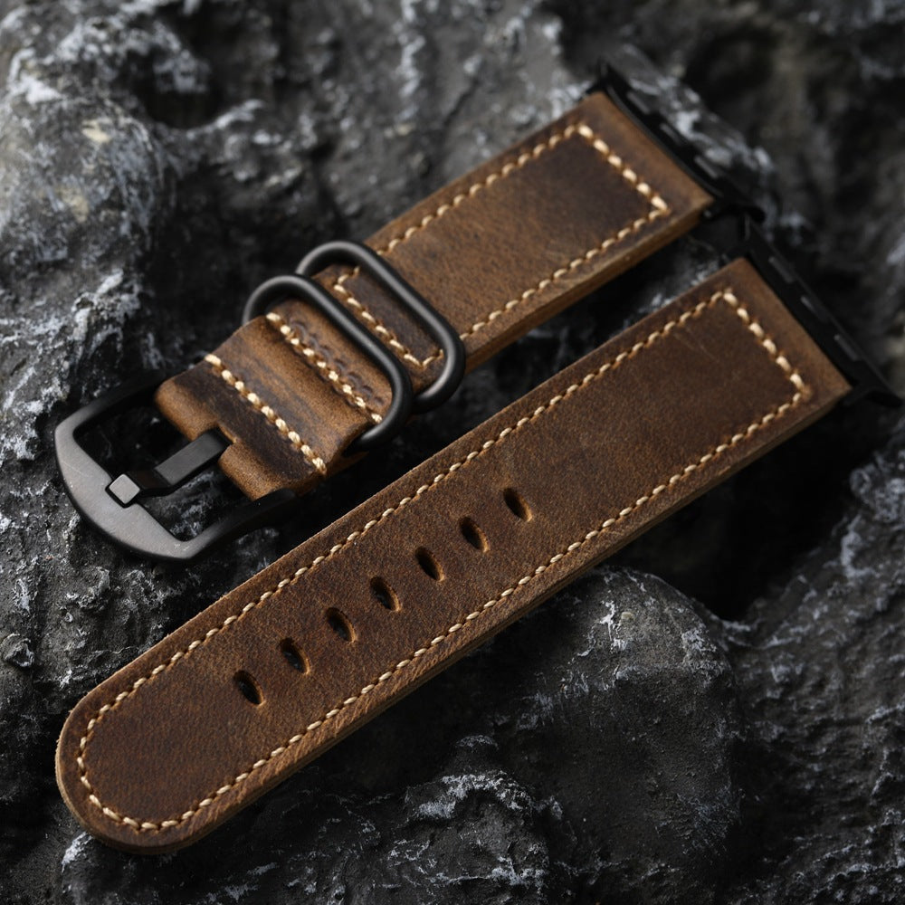 LuxeAnchor Handmade Vintage Leather Strap For Apple Watch