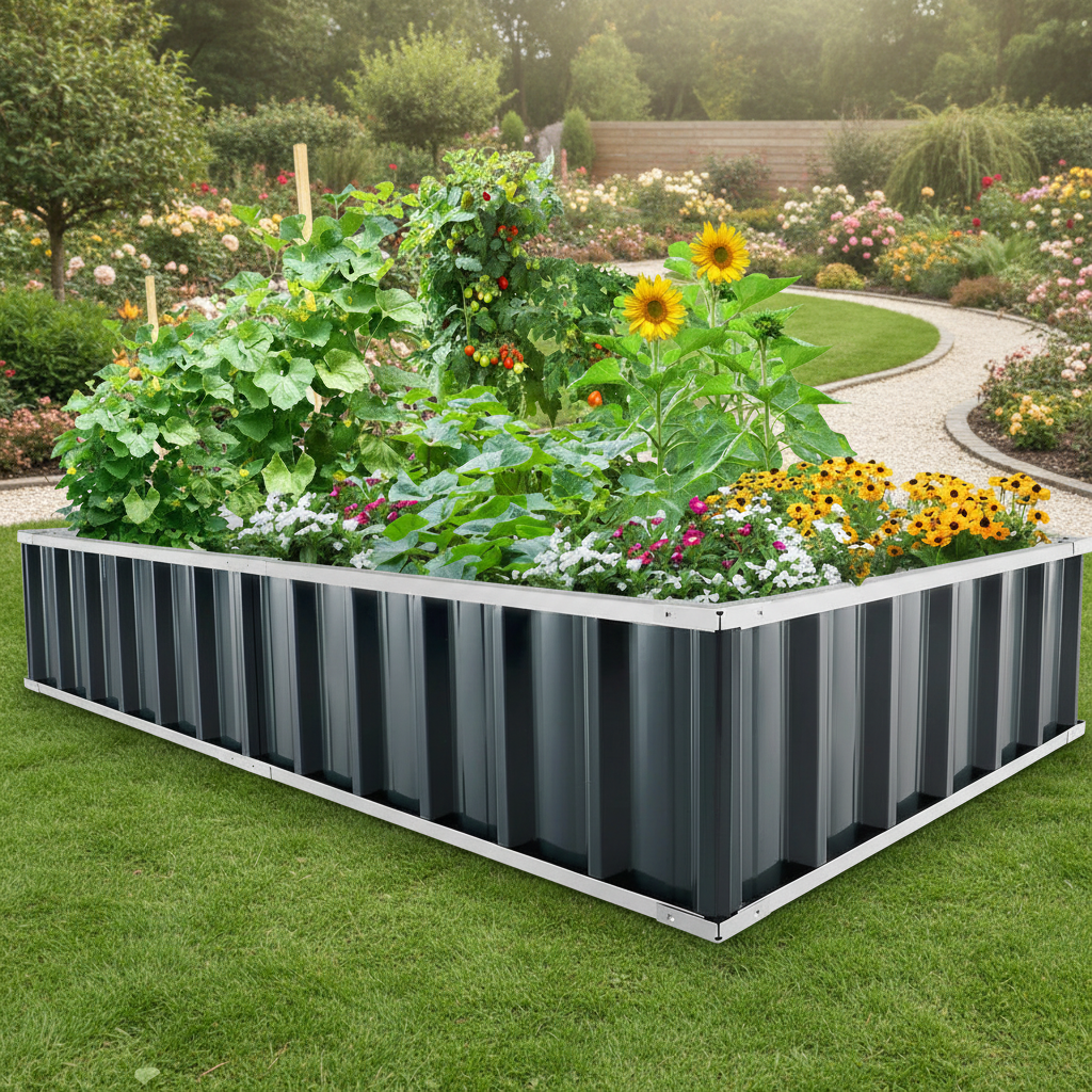 Soilframe Elevated Garden Bed in Galvanized Steel for Vegetables and Flowers