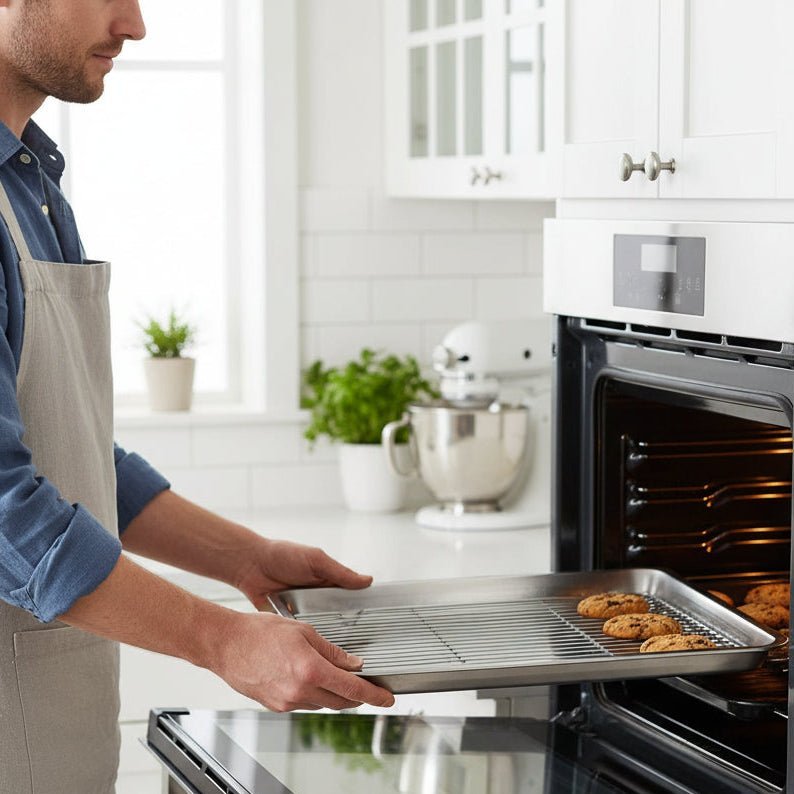 AeroBake Rustfritt Stål Bakeplate Sett med Avtakbar Avkjølingsrist for Profesjonelle Bakere