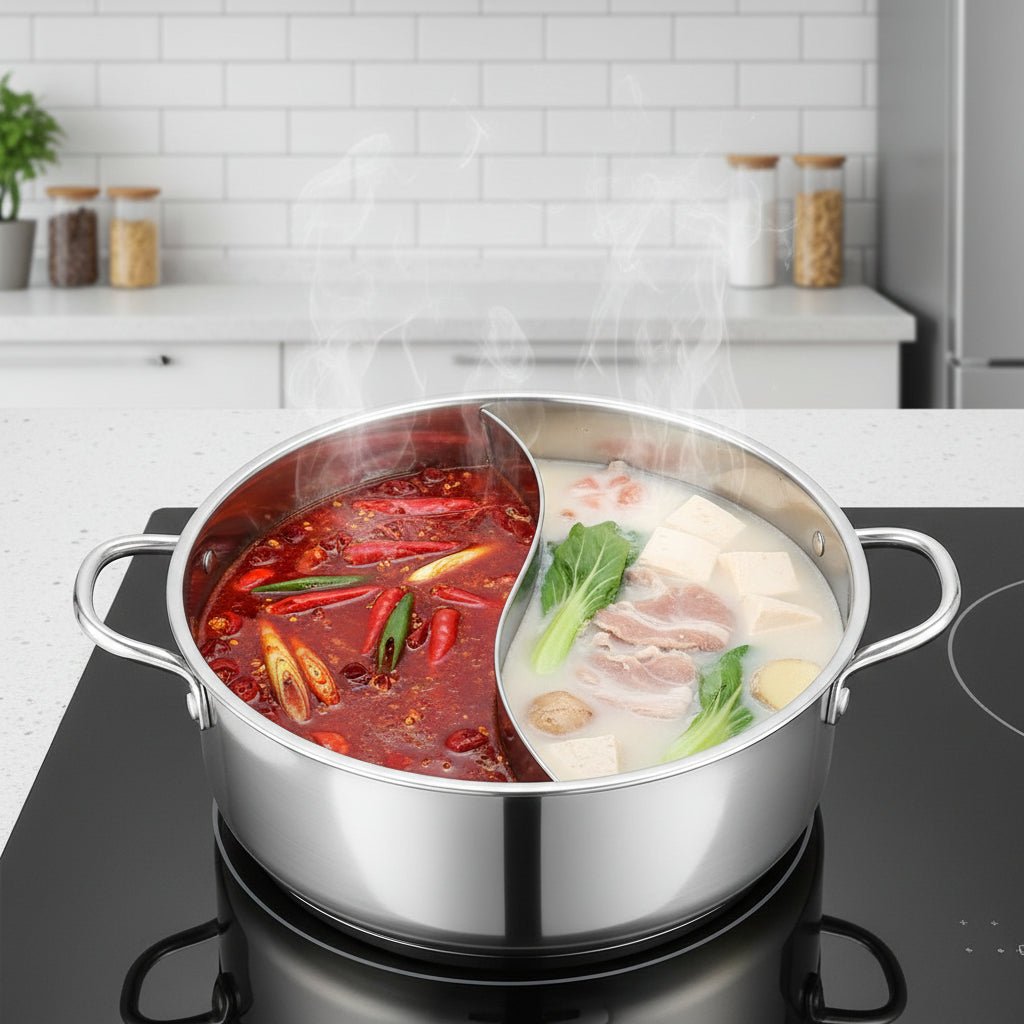 TwinTaste Dual Flavor Hot Pot With Two Chambers For Home Cooks