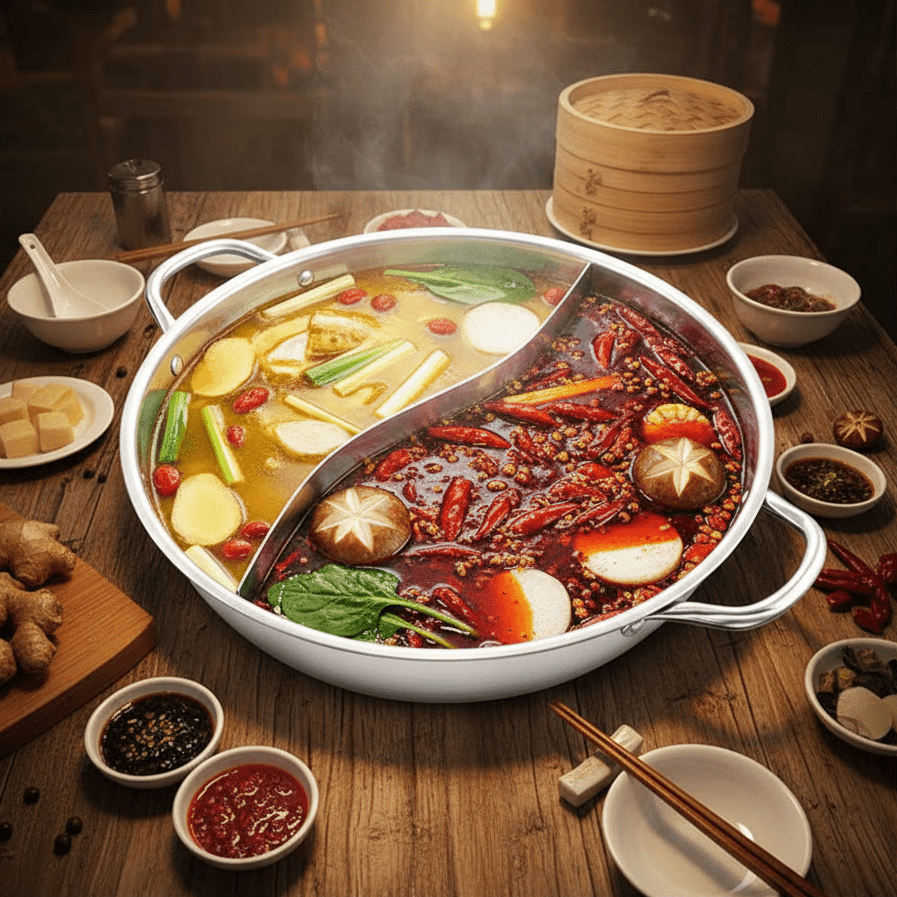 TwinTaste Dual Flavor Hot Pot With Two Chambers For Home Cooks