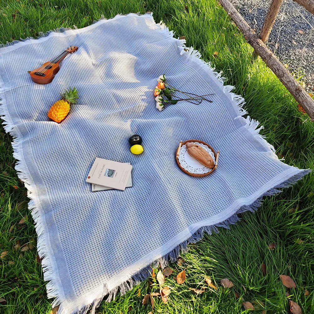 TrailGlow Leichte Picknickdecke Für Outdoor-Liebhaber Baumwollmischung Mit Quasten