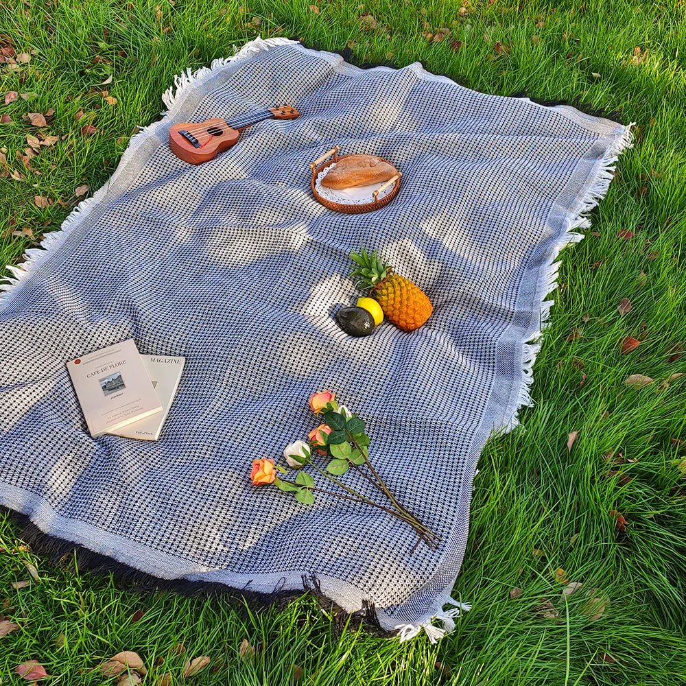 TrailGlow Leichte Picknickdecke Für Outdoor-Liebhaber Baumwollmischung Mit Quasten
