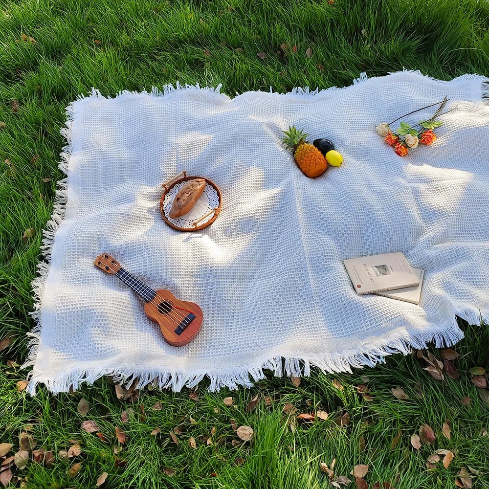 TrailGlow Leichte Picknickdecke Für Outdoor-Liebhaber Baumwollmischung Mit Quasten