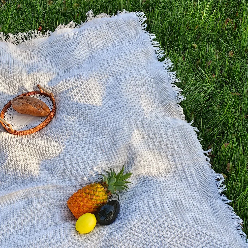 TrailGlow Leichte Picknickdecke Für Outdoor-Liebhaber Baumwollmischung Mit Quasten