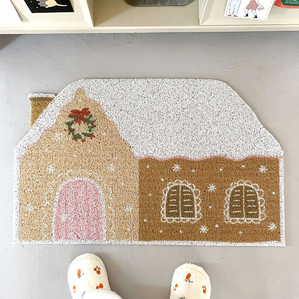 HearthNest Kaymaz Zencefilli Kurabiye Desenli Halı Festive Ev Dekoru İçin