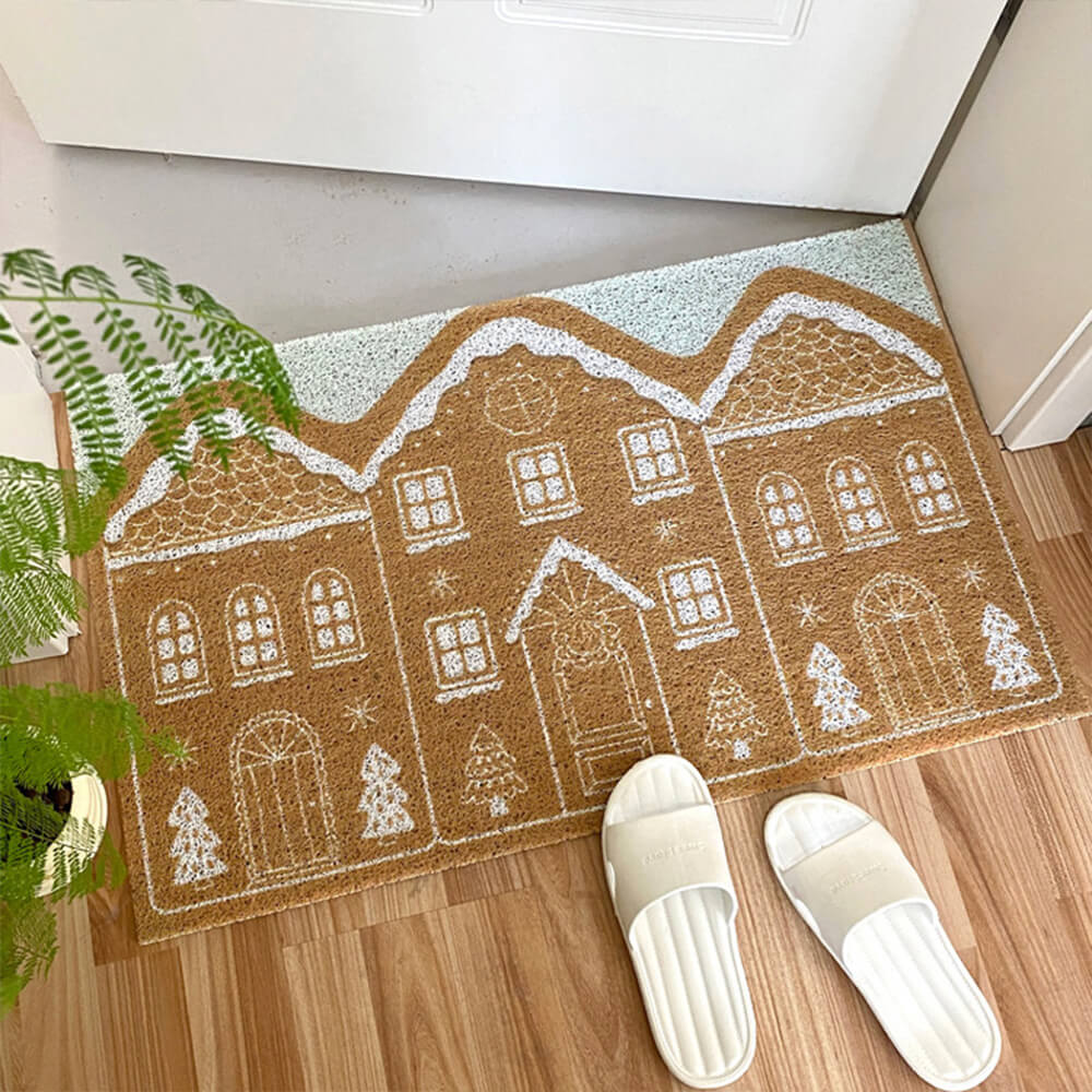 HearthNest Kaymaz Zencefilli Kurabiye Desenli Halı Festive Ev Dekoru İçin