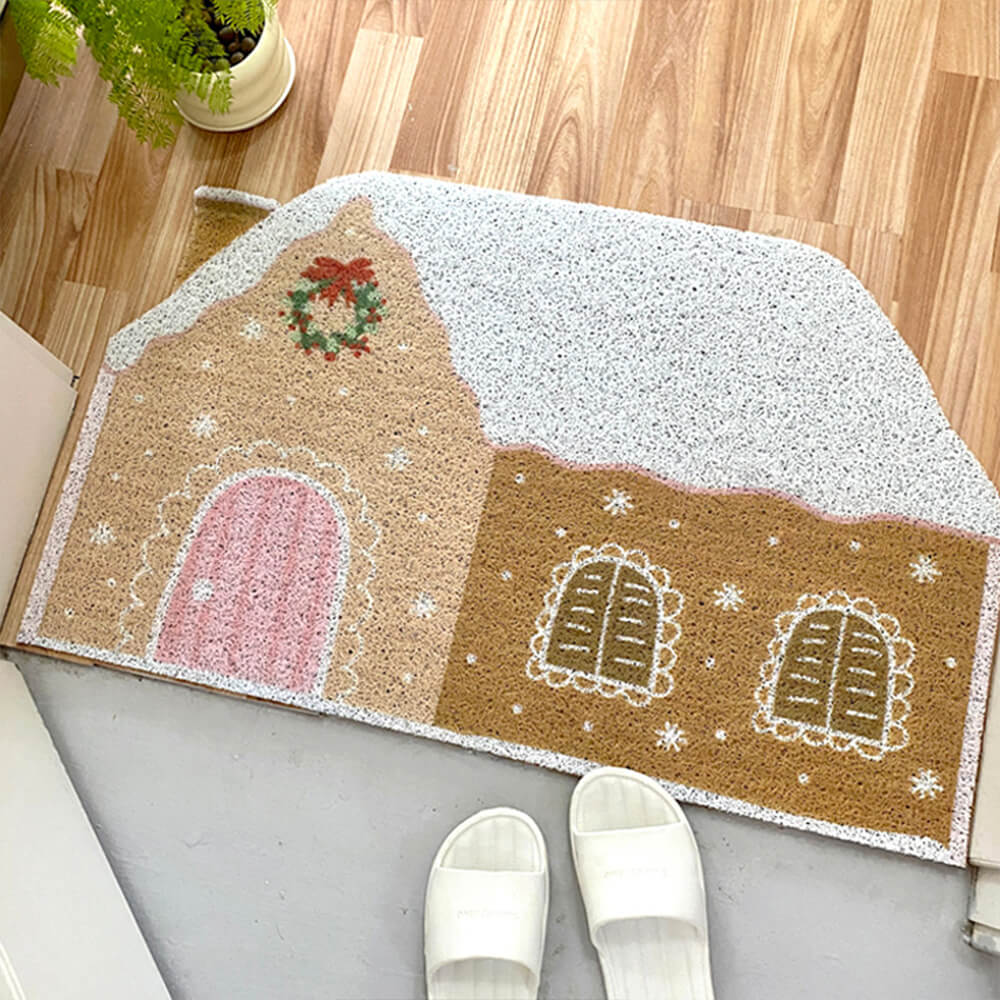 HearthNest Kaymaz Zencefilli Kurabiye Desenli Halı Festive Ev Dekoru İçin