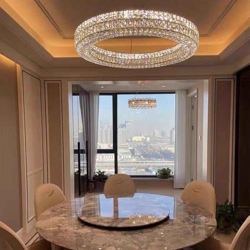 Candeeiro de Cristal LumaRing com Anel Dourado e Mudança de Cor