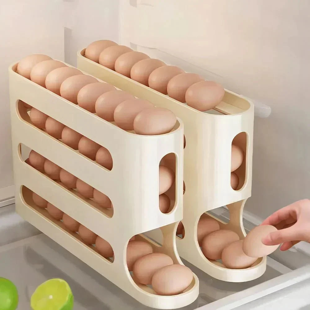 AviaryNest 4-lags automatisk ægdispenser pladsbesparende køleskabsorganisator til hjemmebrug