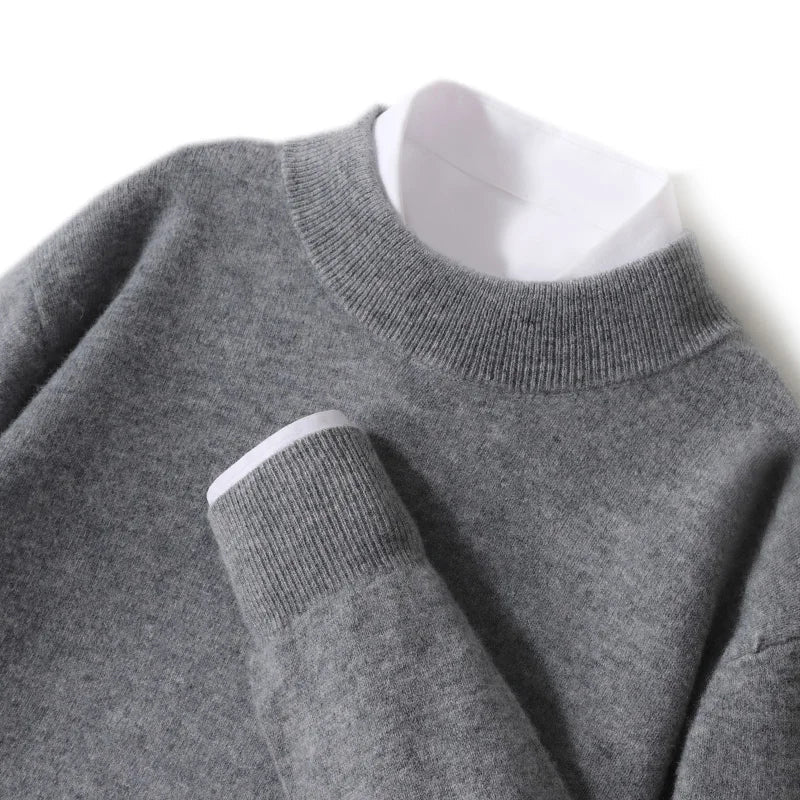Astra Mens Pure Wool Cashmere Sweater With Half Neck Pullover