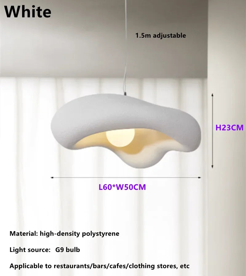 Kovara Nordic Wabi-Sabi Handcrafted Pendant Light With Polystyrene Lampshade