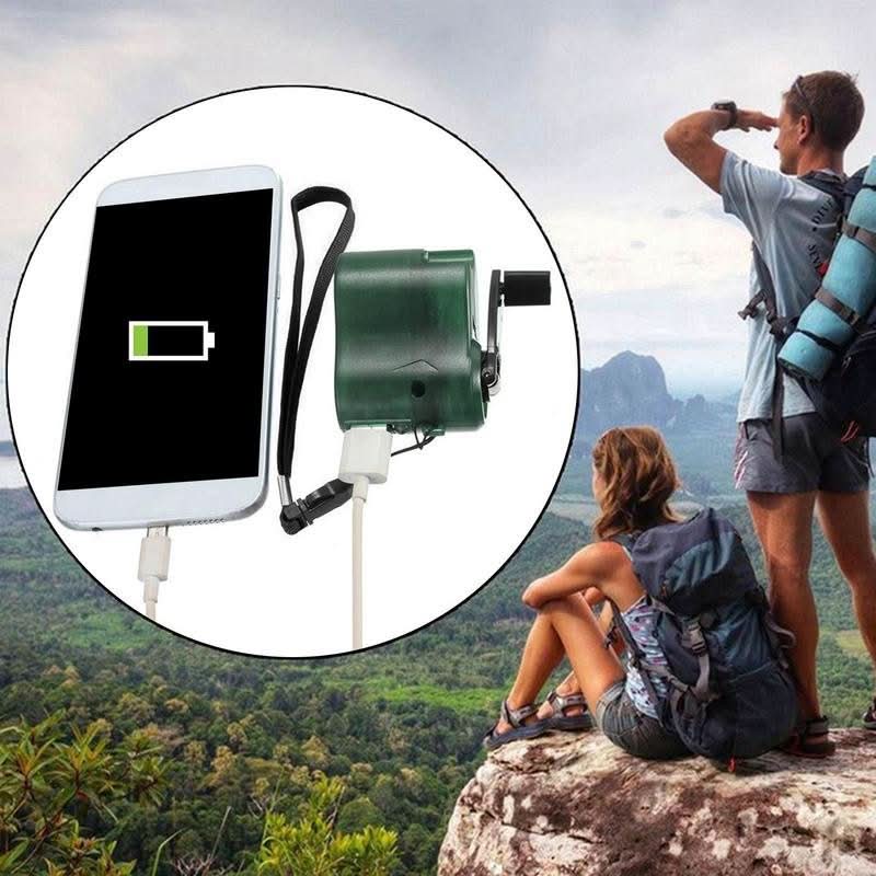 WindPulse bærbar håndsving nødoplader til udendørs eventyrere USB LED
