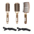 Set de cepillos redondos para el cabello con cerdas de jabalí iónicas de cerámica de calidad profesional para salón