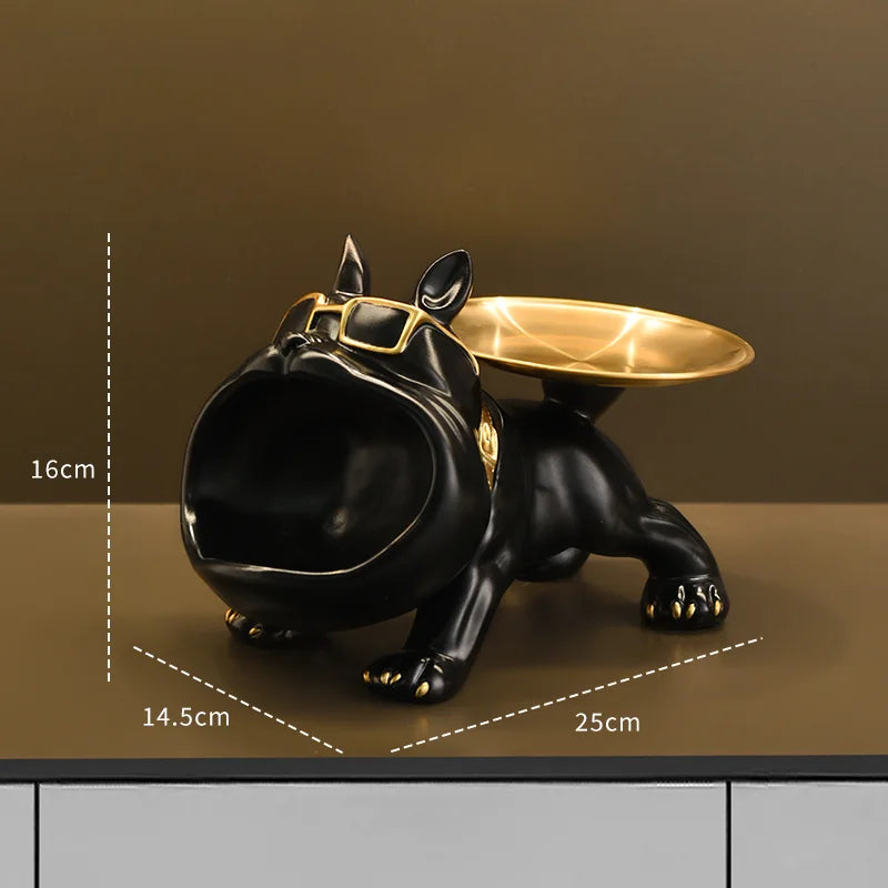 PawNook Bulldog Figurine With Built In Storage Tray For Home Decor