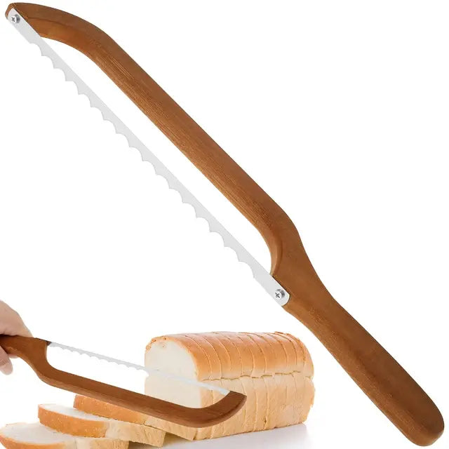 Cuchillo dentado para pan con mango de madera y hoja de acero inoxidable para un corte fácil