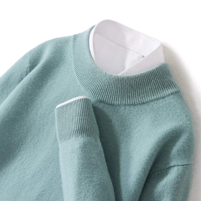 Astra Mens Pure Wool Cashmere Sweater With Half Neck Pullover