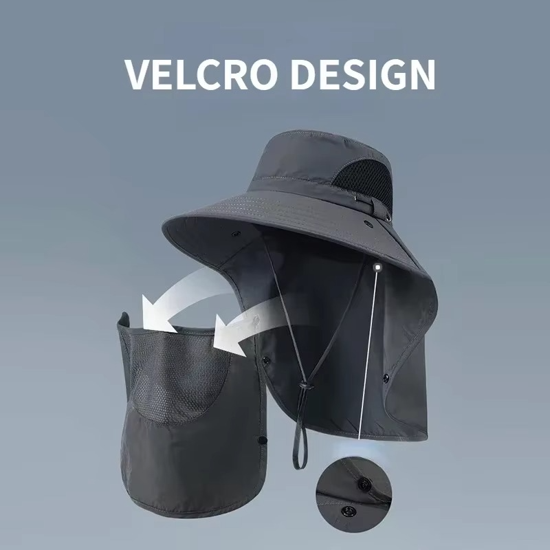 Sun Hat With UV Protection, Wide Brim, And Neck Flap For Hiking, Fishing, And Camping