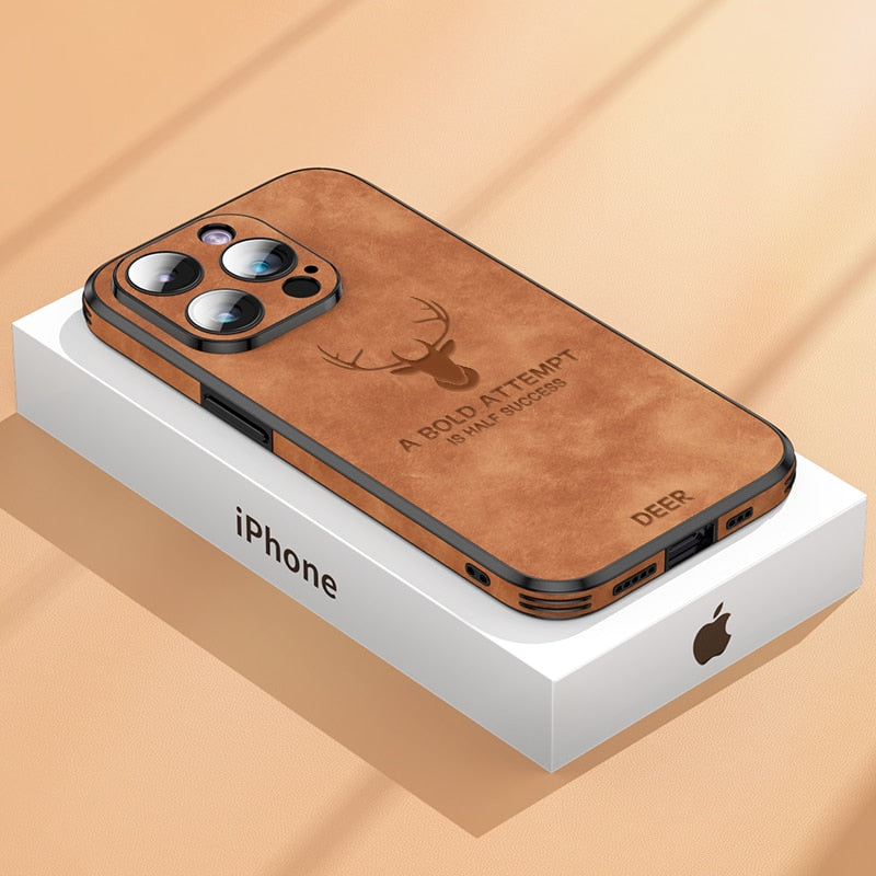 Funda para teléfono de cuero genuino con protección a prueba de golpes, delgada y estilizada