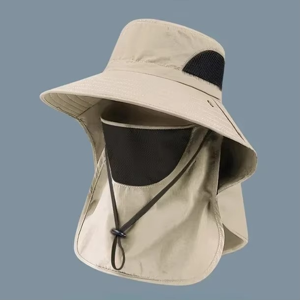 Sun Hat With UV Protection, Wide Brim, And Neck Flap For Hiking, Fishing, And Camping