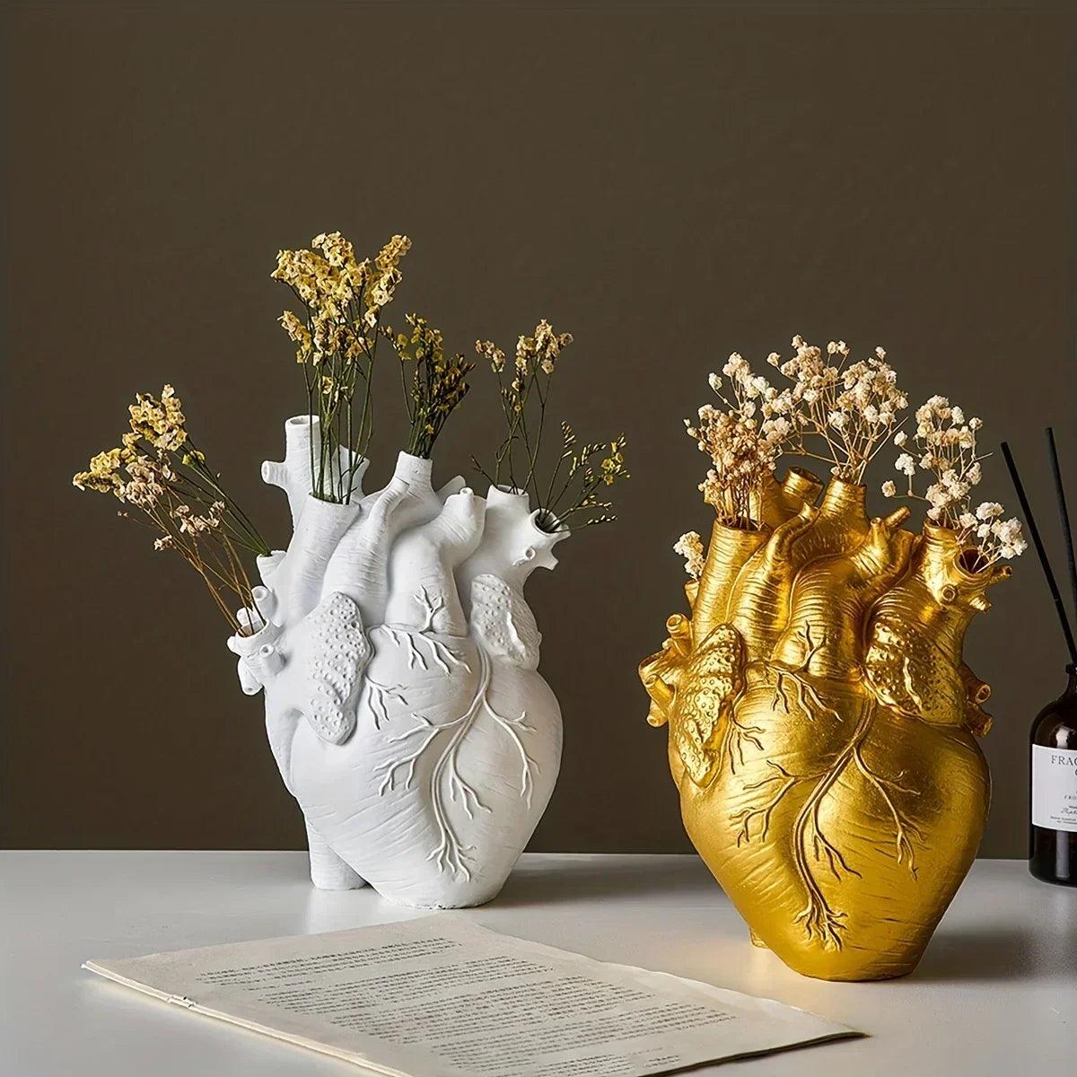 Lumen Heart Resin Vase for koselig hjemmedekor i rød, gul eller hvit