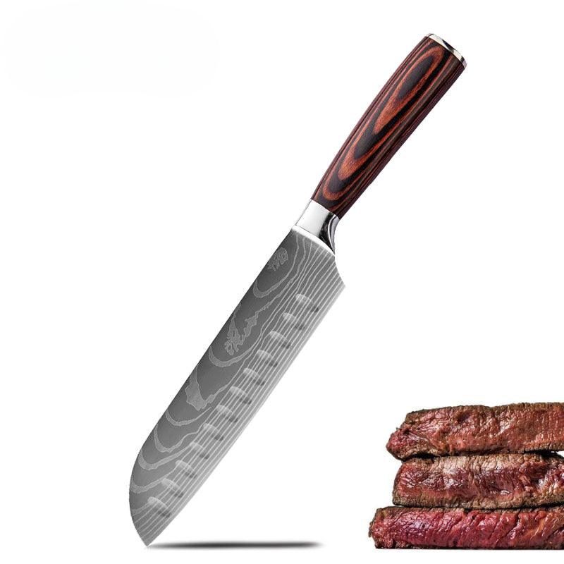 Japanese Inspired Santoku Knife With Comfortable Grip For Home Cooks