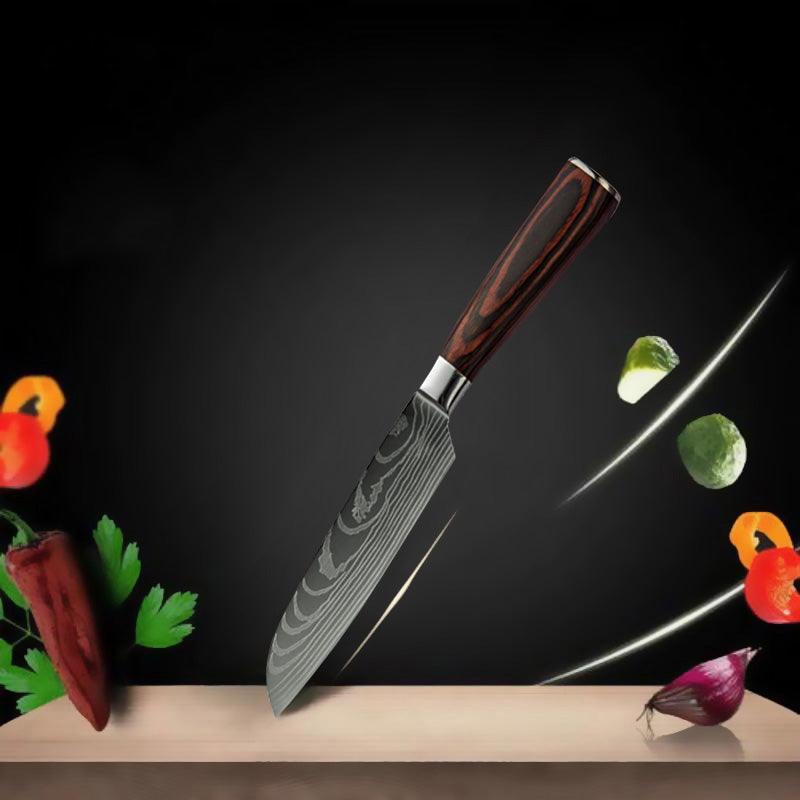 Japanese Inspired Santoku Knife With Comfortable Grip For Home Cooks