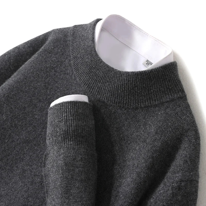 Astra Mens Pure Wool Cashmere Sweater With Half Neck Pullover