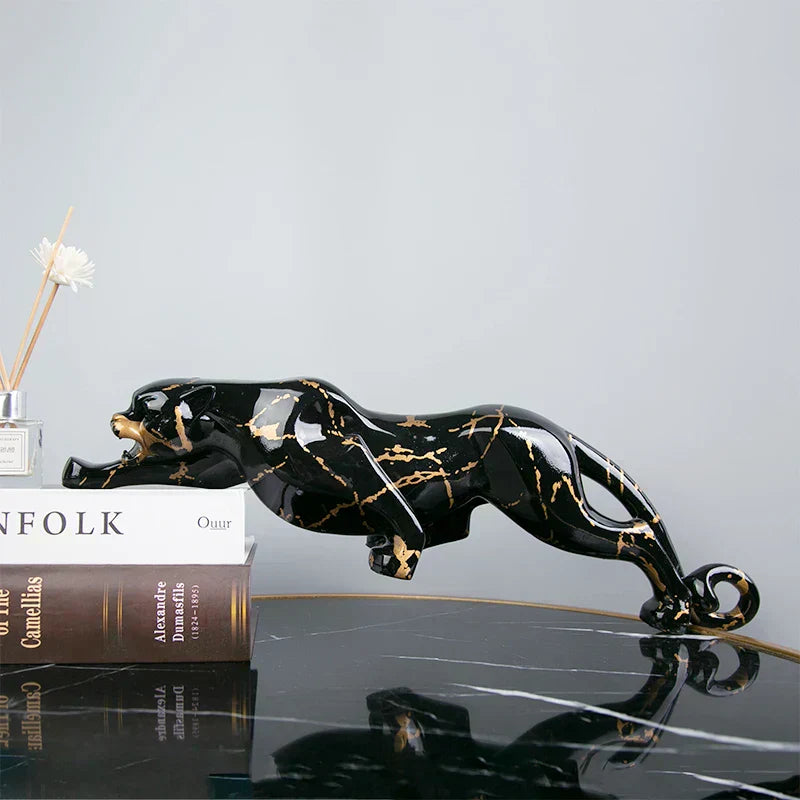 Jaguar stenen sculptuur voor klassieke woondecoratie en kunstverzamelaars