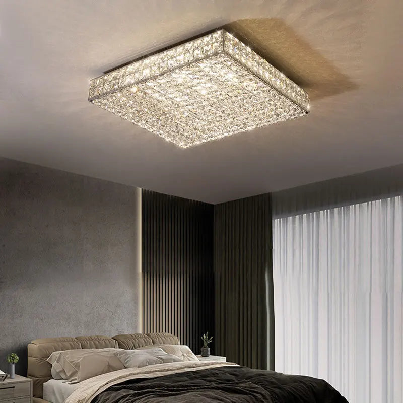 NovaLux Crystal Square Chandelier With Diamond Shine Fixture