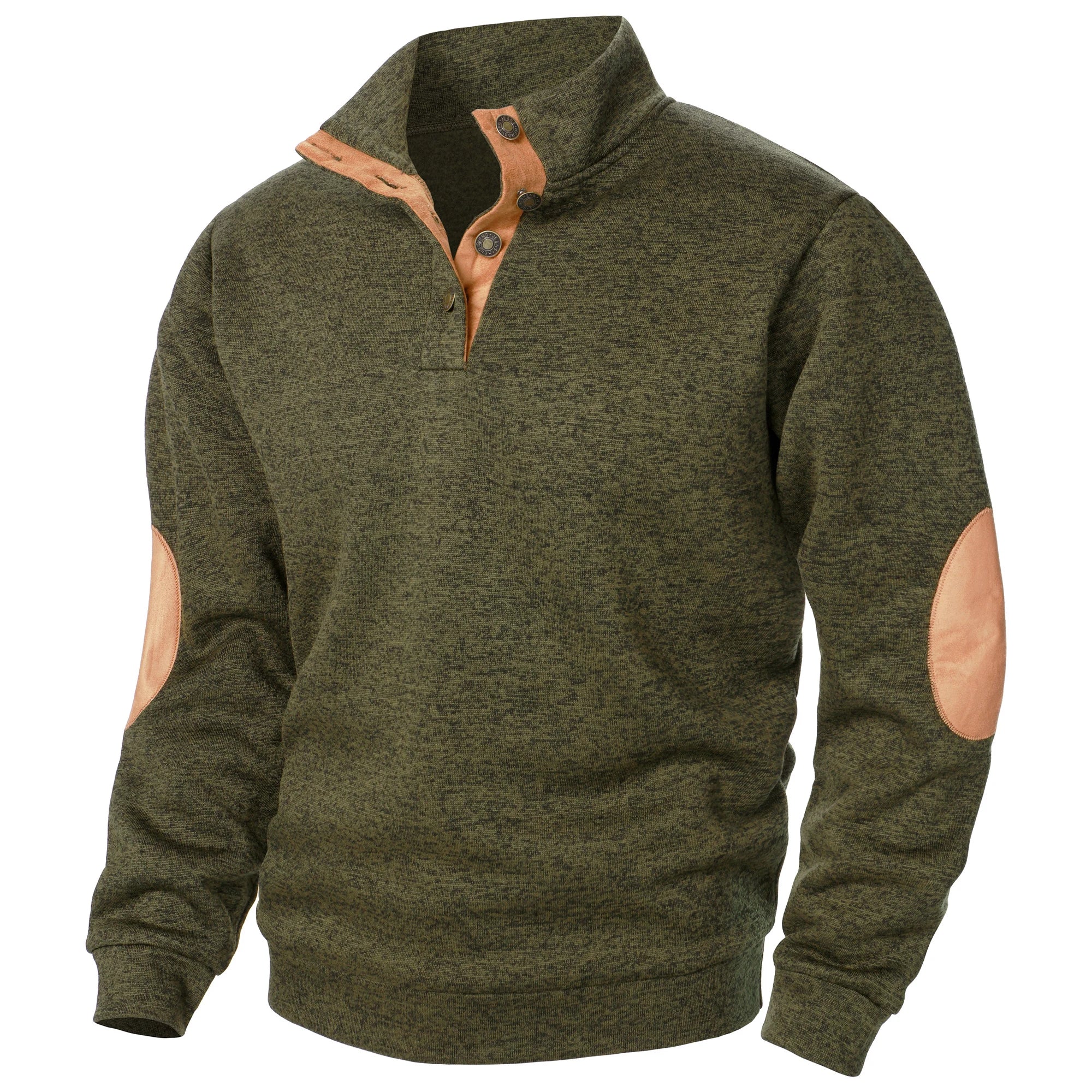 Astra Button-Detail Knit Sweater With Stand Collar Long Sleeves