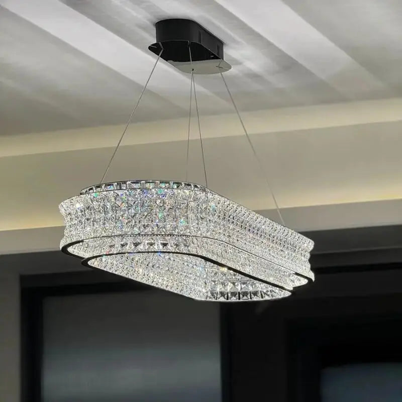 Aurora Luxe Crystal Round Chandeliers In Stainless Steel Finish