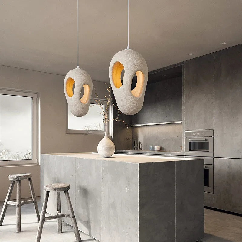 Závěsné LED svítidlo Nori Wabi pro loft s ručně vyráběnými mušlemi