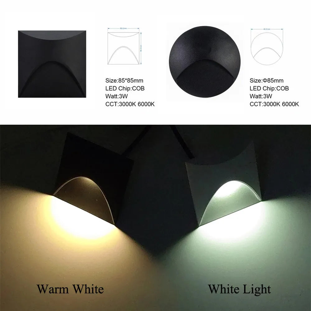 IP65 LED Recessed Outdoor Wall Light 3W Stair and Balcony Step Lamp
