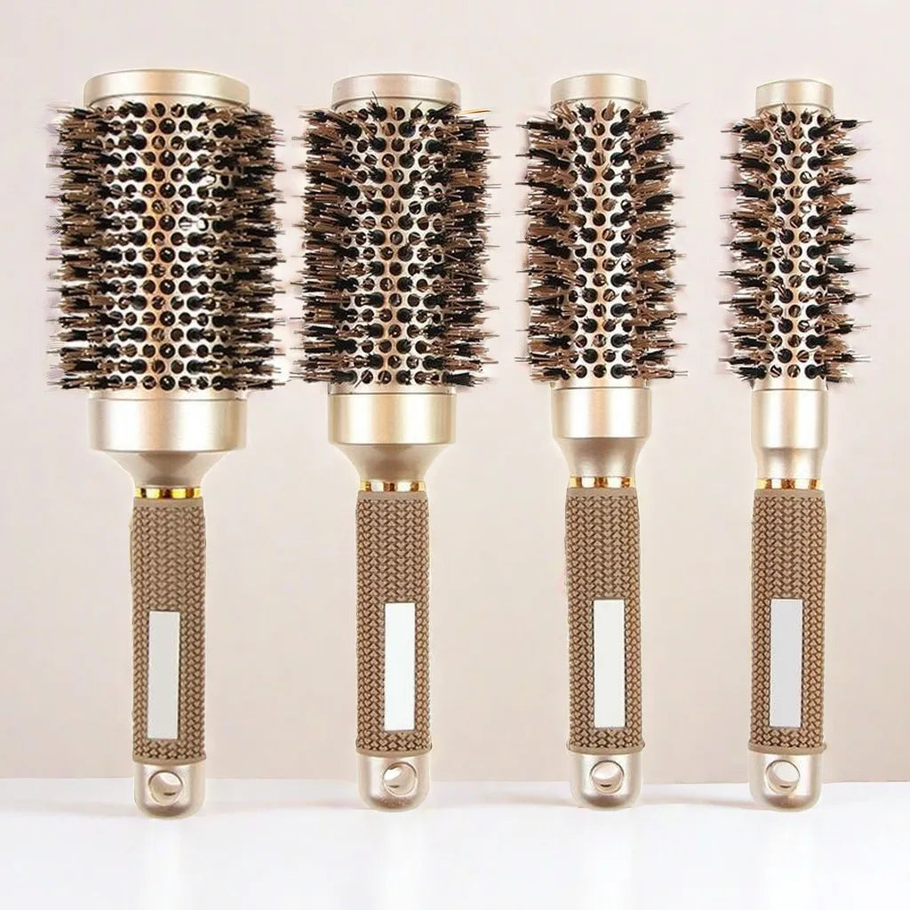 Set de cepillos redondos para el cabello con cerdas de jabalí iónicas de cerámica de calidad profesional para salón