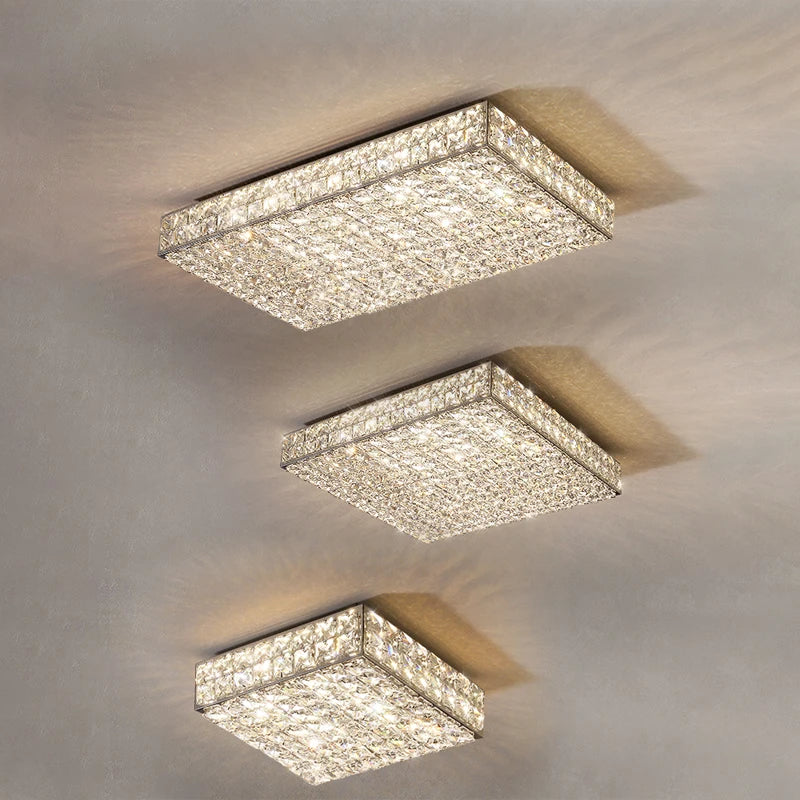 NovaLux Crystal Square Chandelier With Diamond Shine Fixture