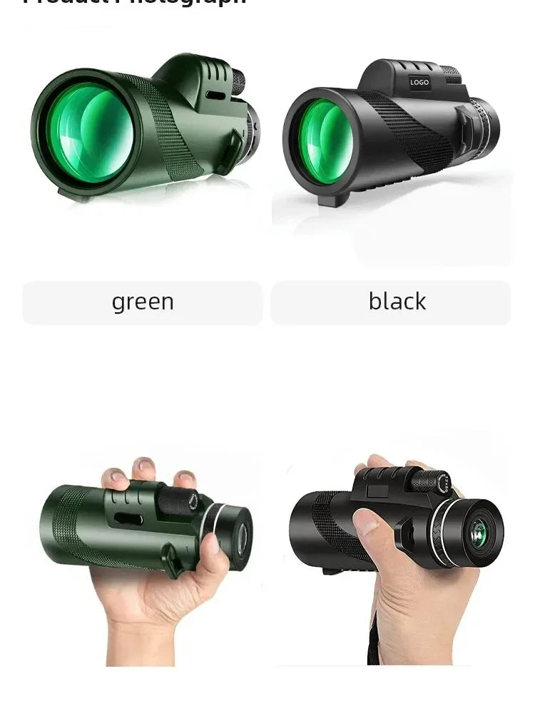 Telescopio Monocular Profesional con Prisma BAK4 y Aumento de 80x para Observación al Aire Libre