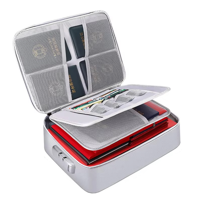 Compact Travel Document Case With Fireproof Protection And Waterproof Exterior