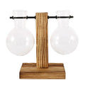 WoodenBloom Hydroponic Bulb Glass Planter On Wooden Stand For Home And Office Decor