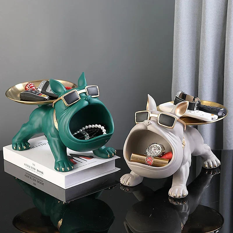 PawNook Bulldog Figurine With Built In Storage Tray For Home Decor