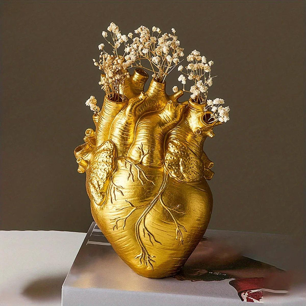 Lumen Heart Resin Vase for koselig hjemmedekor i rød, gul eller hvit