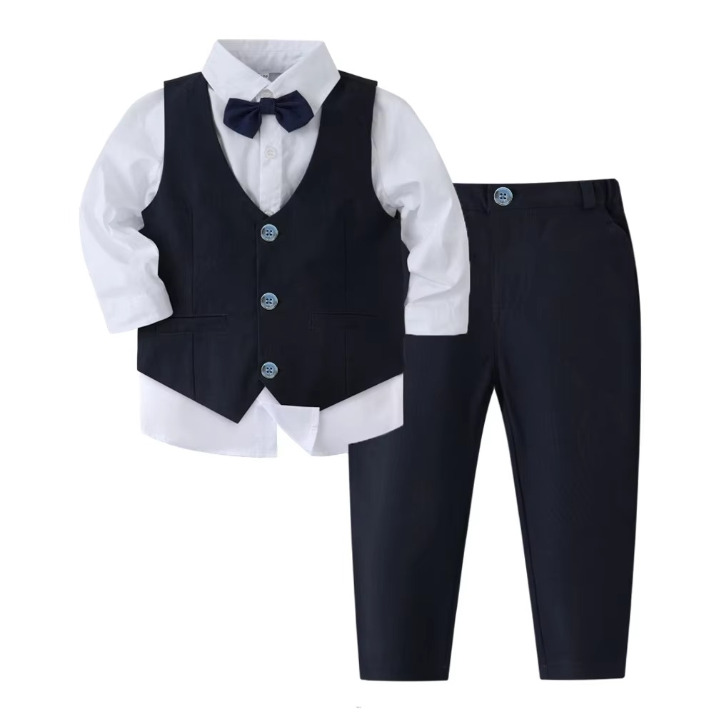 Klasický bavlněný formální outfit pro chlapce, oblečení na slavnostní příležitosti pro batolata a děti