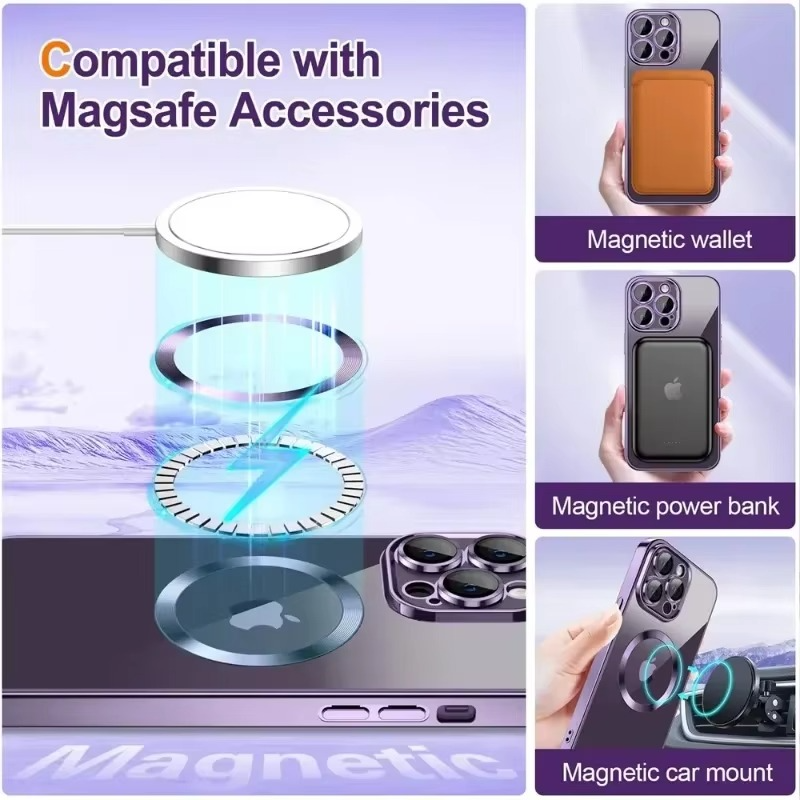 Glittery Electroplate MagSafe Case For iPhone, Protective Accessory