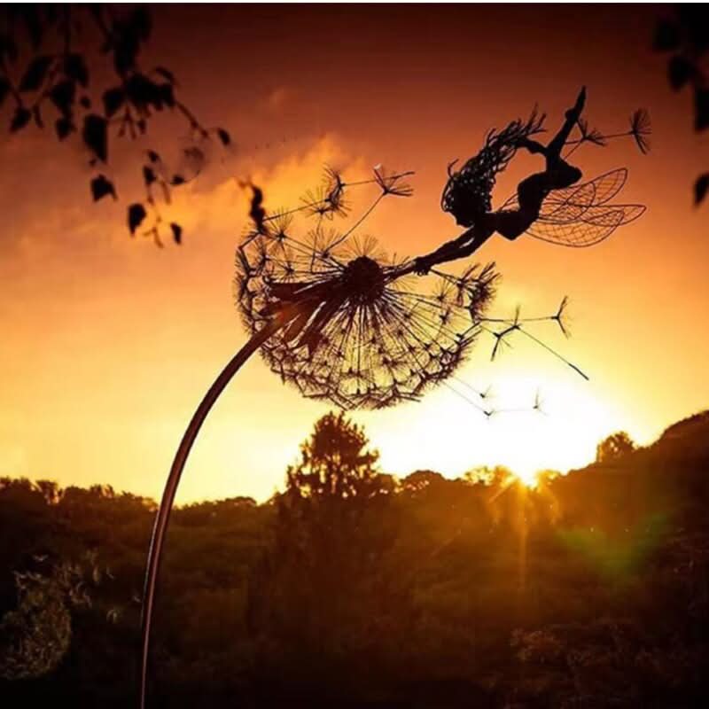 Fairy metalen tuinbeeld voor buiten, gazondecoratie en tuinornament