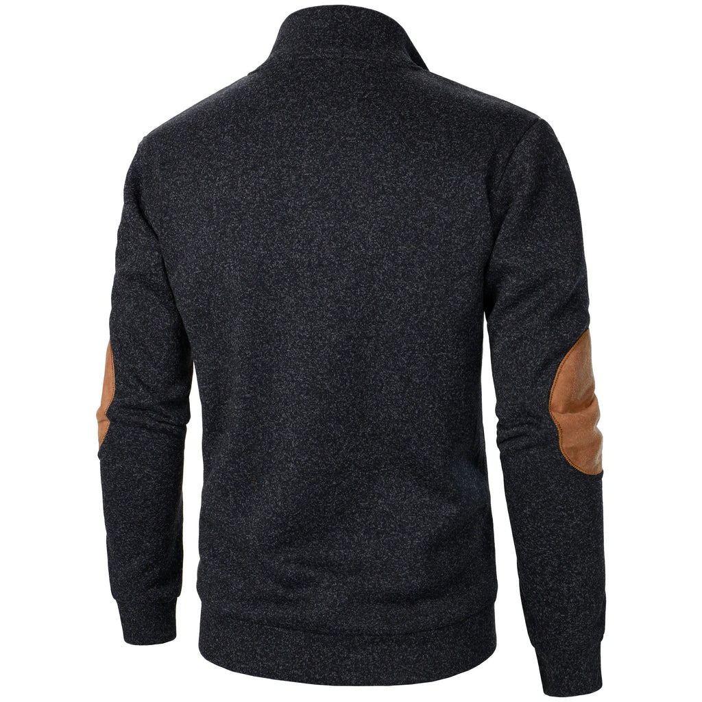 Astra Button-Detail Knit Sweater With Stand Collar Long Sleeves